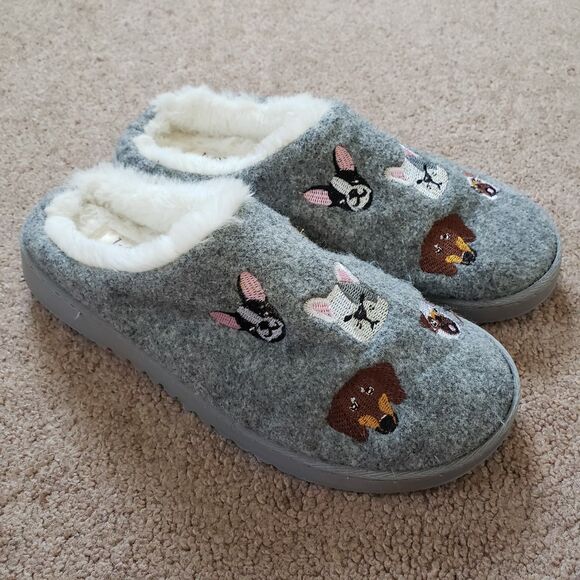 Kooba Dog Print slippers Boston Terrier French bulldog Pug Dachshund 6 1/2 7 1/2 - Picture 1 of 5